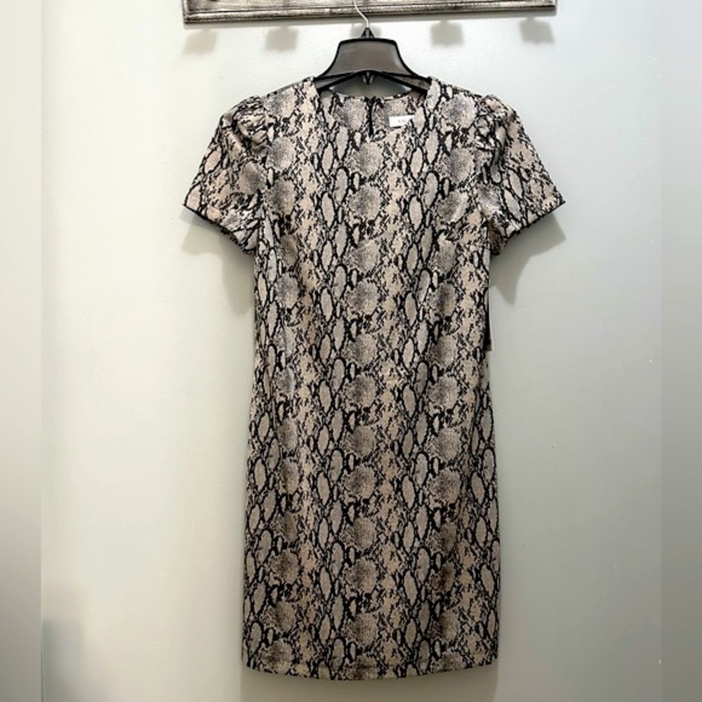 Nine West Women’s Snakeskin Print Short Sleeve Knee Length Sheath Dress NWT